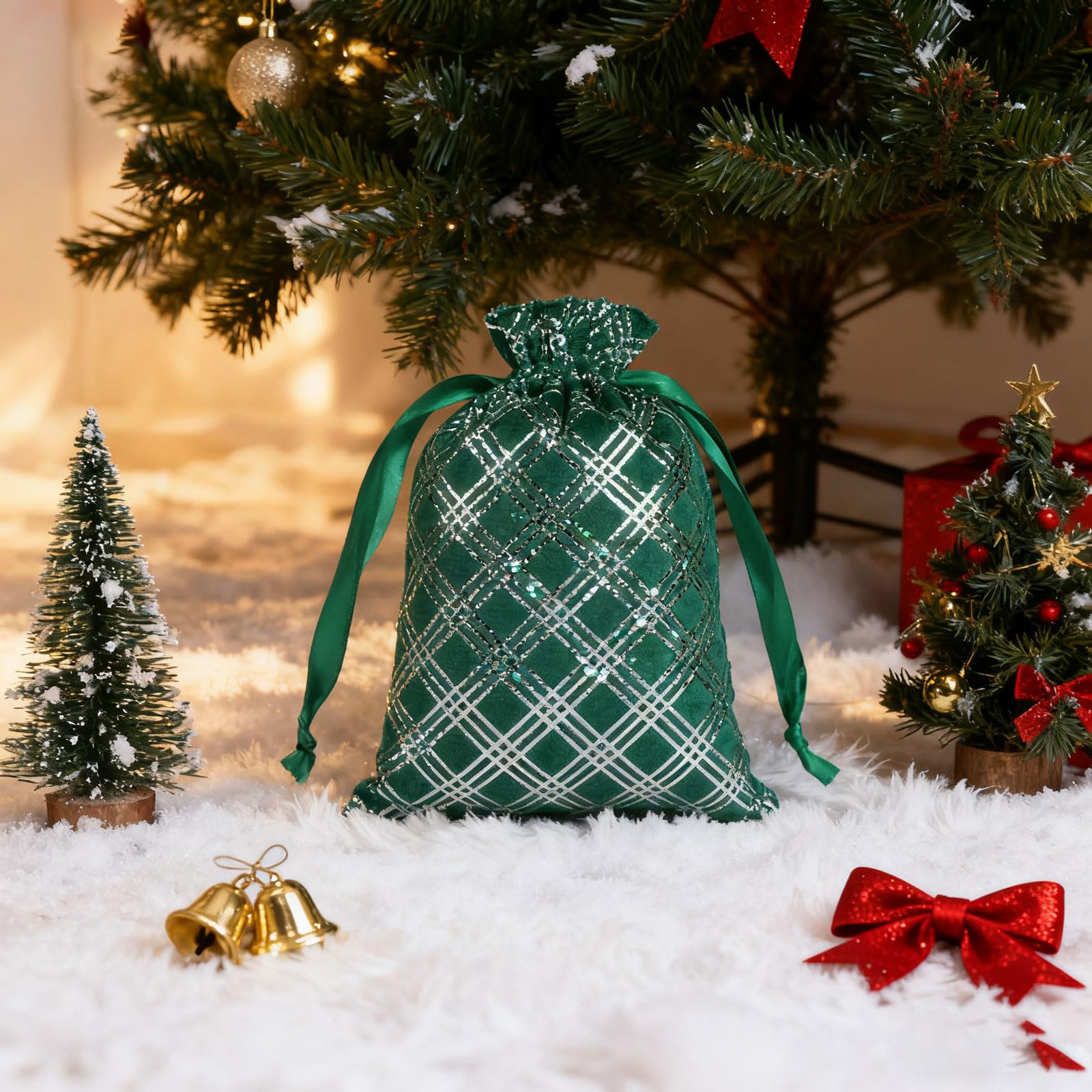 50 PezziSacchetti Piccoli Natalizi con Coulisse,Sacchetti Caramella di Natale,Sacchetti Regalo di Natale,Design Differenti,Sacchetti Natale Ecologici,Adatto Confezionare Caramelle,Giocattoli o Regali