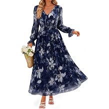 Simplee Womens Floral Long Sleeve Boho Maxi Dress Wedding Guest Dresses
