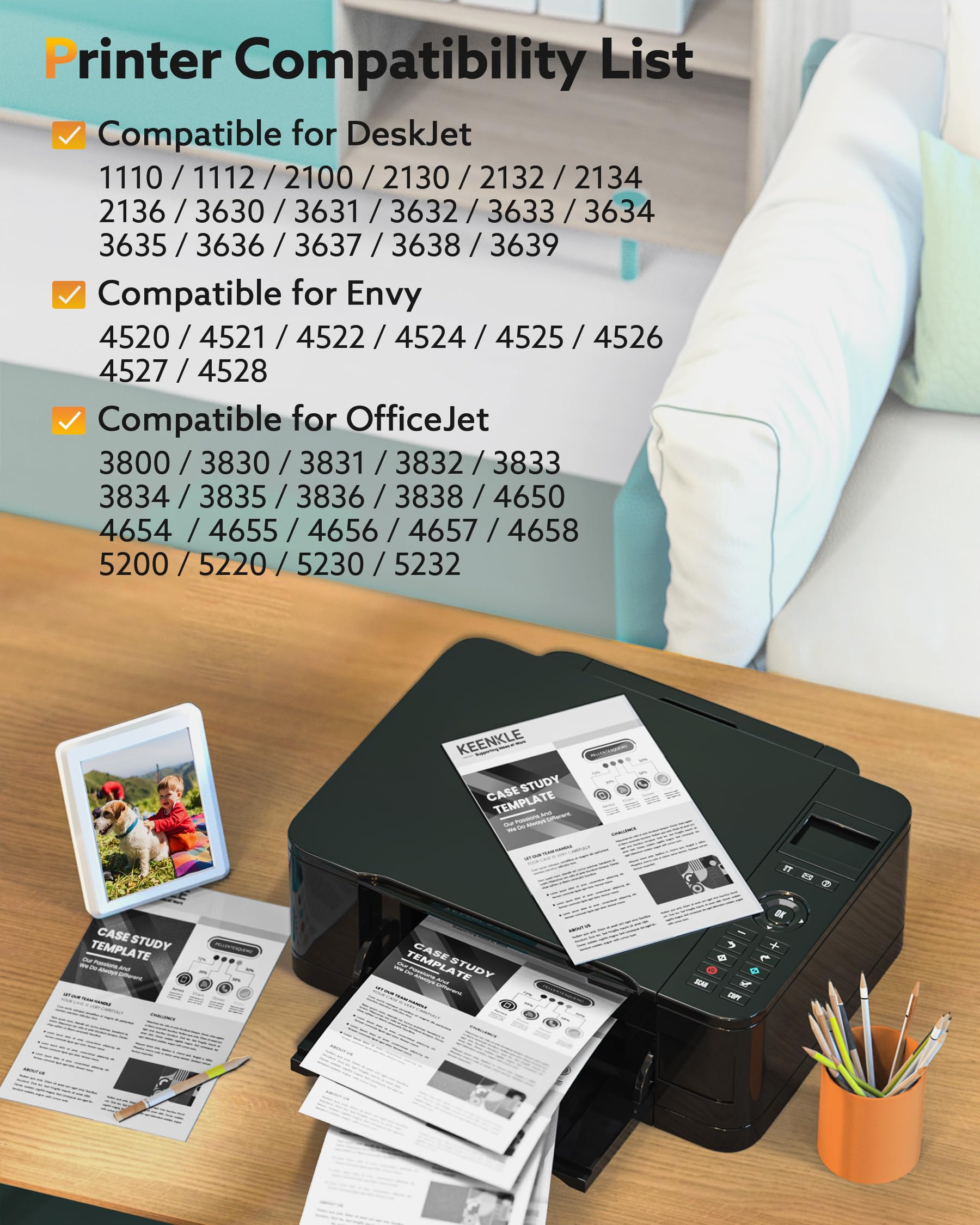 KEENKLE 302XL Nero Cartucce d'inchiostro Compatibili per HP 302 302XL Nero per HP Envy 4520 4521 4522 4523 4524 Officejet 3830 3831 3834 3833 3835 4650 4651 Deskjet 1110 2100 2134 3630 (Nero, 2-Pack)