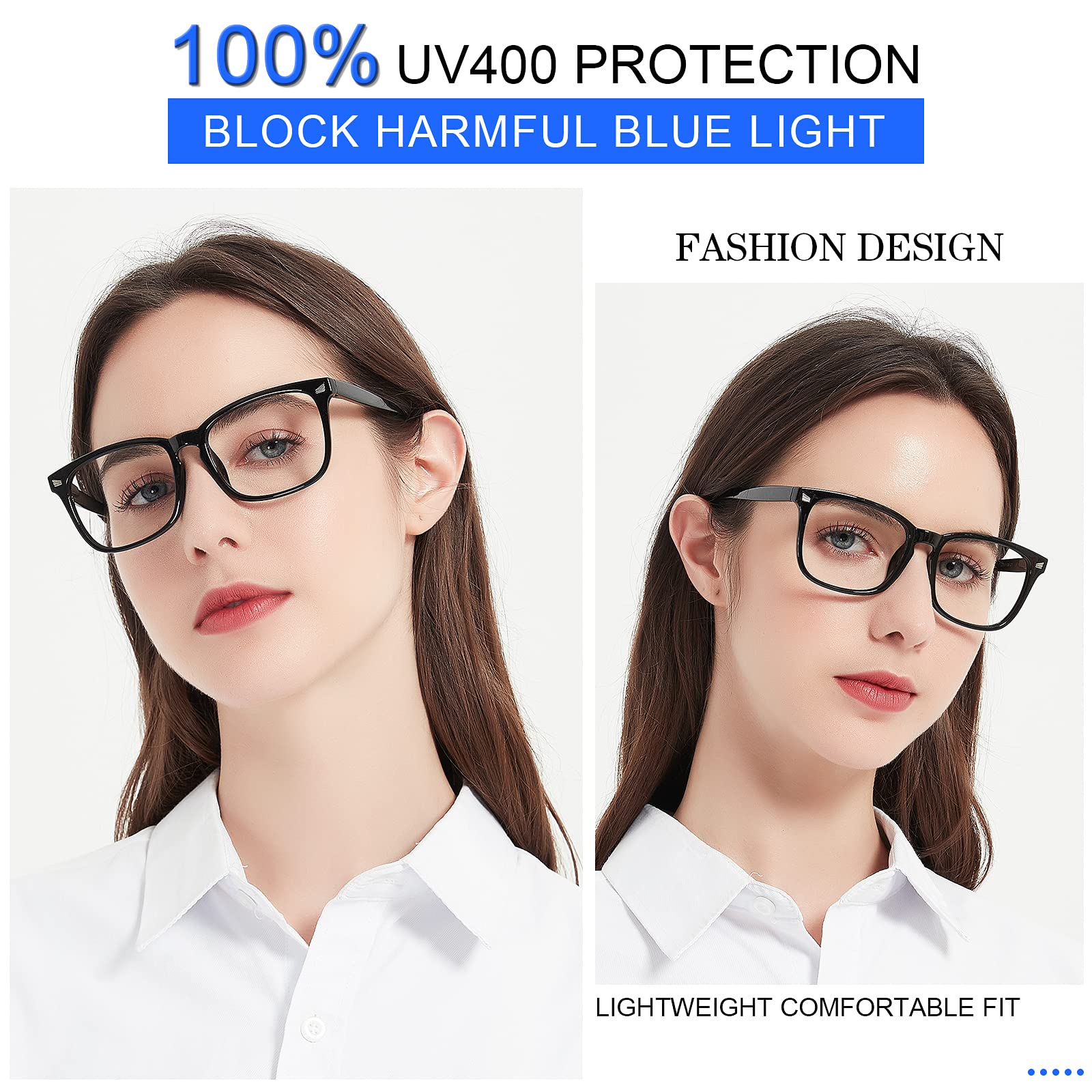 MARE AZZURO Trendy Bifocal Reading Glasses Women Blue Light Blocking Outdoor Readers 1.0 1.25 1.5 1.75 2.0 2.25 2.5 2.75 3.0 3.5 (Black, 1.00)