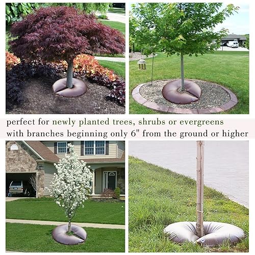 Miniatura 5 de Paquete de 2 bolsas de riego de árbol de 15 galones, bolsa de riego de raíz profunda y perfil bajo para árbol recién plantado, multi-tronco o hoja