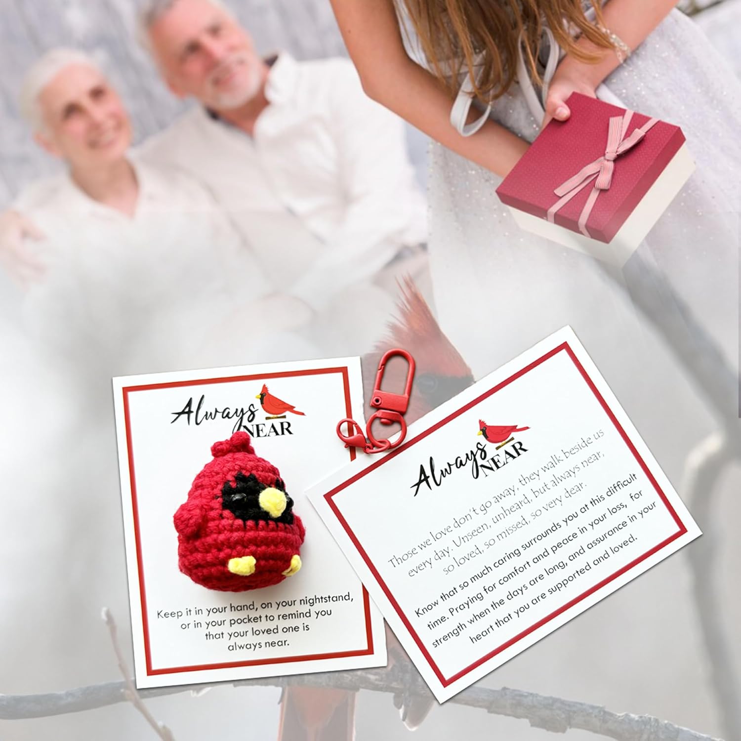 Red Cardinal Keychain Sympathy Memorial Gift for Loss of Mother Father Remembrance Grief Condolence Funeral Bird - Image 6