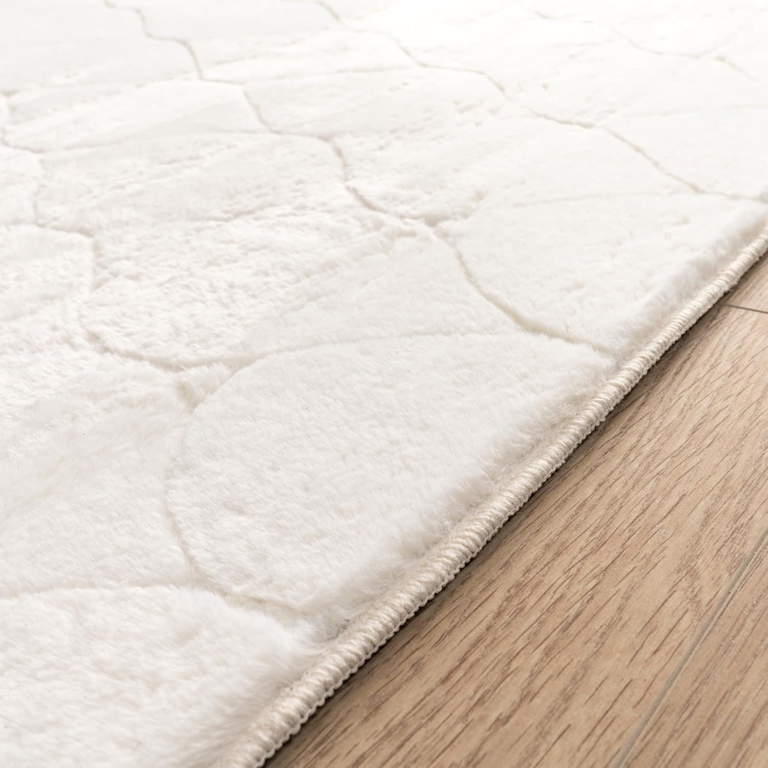 Paco Home Area Rug Washable & Soft with Diamond Trellis Pattern in Cream, Size: 5'3" x 7'3"