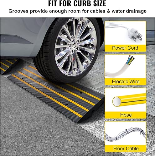 Miniatura 5 de VEVOR Rampa de goma para bordillos de entrada, 1 paquete, rampa de coche de alta capacidad de 33069 libras, rampa de puente de cubierta de cable de