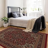 Vista 10 de Ottohome Collection - Alfombra persa de pasillo con diseño oriental, color rojo