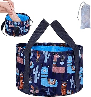 Collapsible Foot Soaking Tub, Portable Foot Bath Soak Tub Multi-Function Foot Bath Basin Foot Soaking Bucket with Handle Foot Soaker for Travel Camping (Navy Blue)
