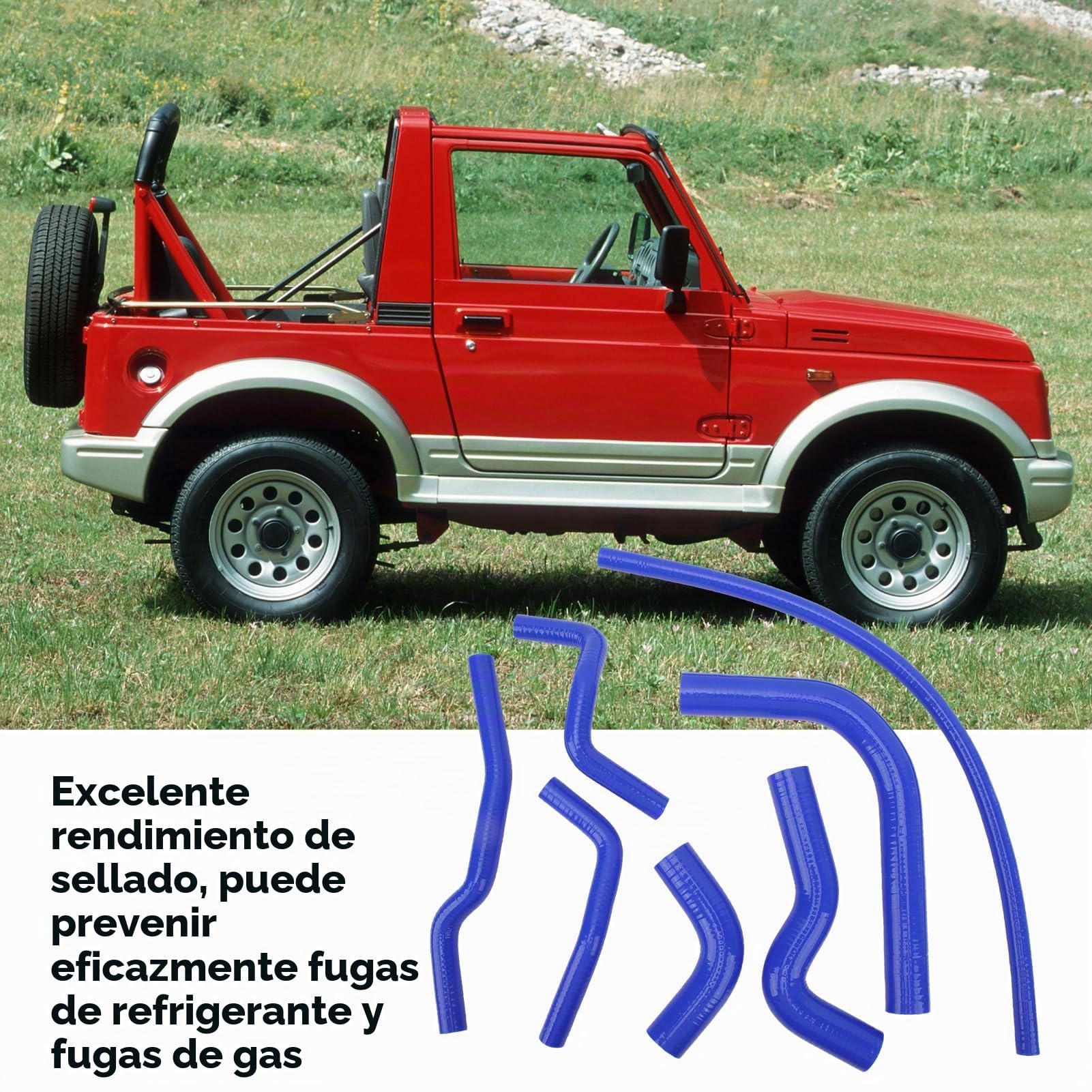 Manguera de Refrigerante de Radiador de Silicona para Suzuki Samurai 1986-1995, Kit de Manguera de Tubo de Refrigerante de Radiador Resistente Al Calor a Prueba de Fugas de (Azul)