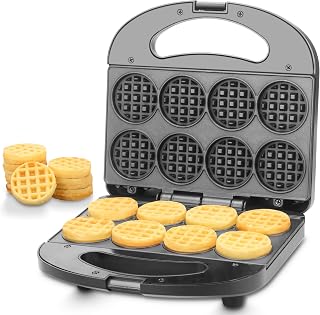 Mini Waffle Maker, Mini Waffle Iron, Waflera Electrica, Small Waffle Maker for Kids, Baby wafflera, Makes 8×2" Tiny Waffle Bites, Non-stick Surface, Ideal for Breakfast, Dessert and Snacks