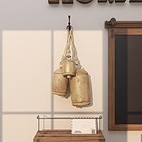 Vista 5 de Deco 79 Gold Metal Tibetan Inspired Decorative Giant XL Cow Bells with Jute Hanging Rope, Set of 3 10",8",6"H - Cylindrical Oro