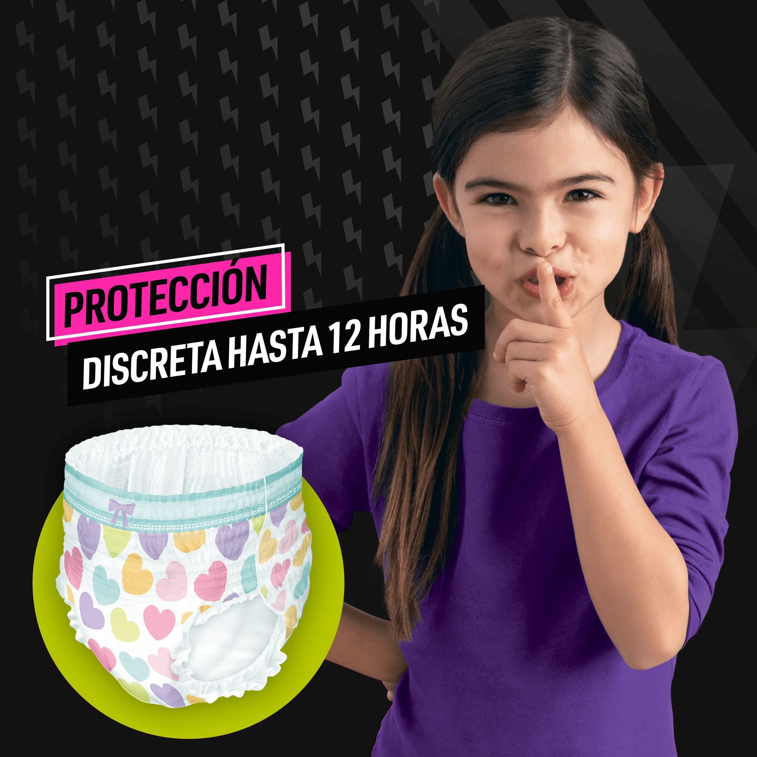Dodot Pañal-Braguita Ninjamas, Talla 4-7 años (17-30 kg), 60 pañales tipo braguita, pañal noche con Corazones, Protección Contra Fugas Toda La Noche — view 6