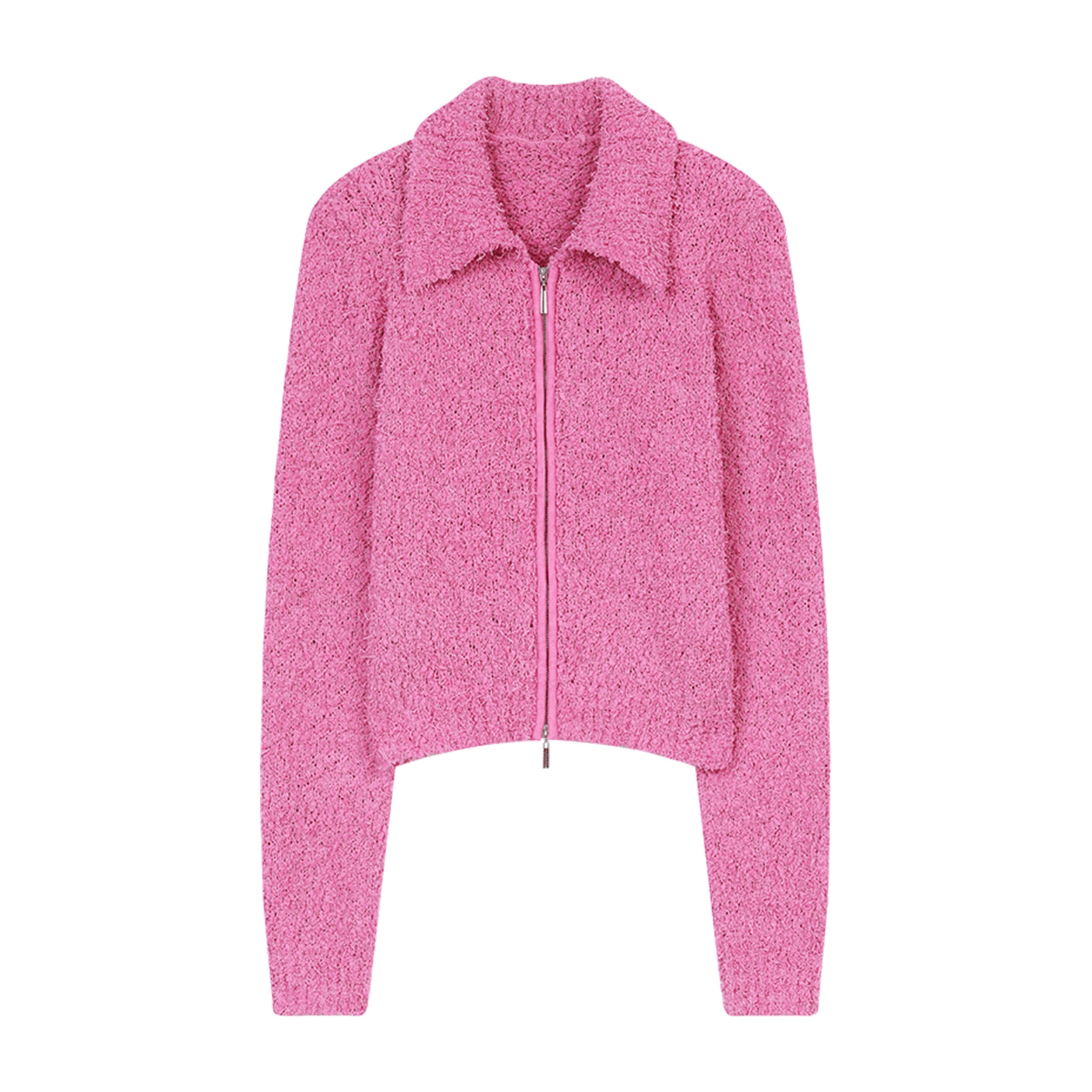 Womens Zipper Cardigans Lapel V-Neck Crop Sweater Fluffy