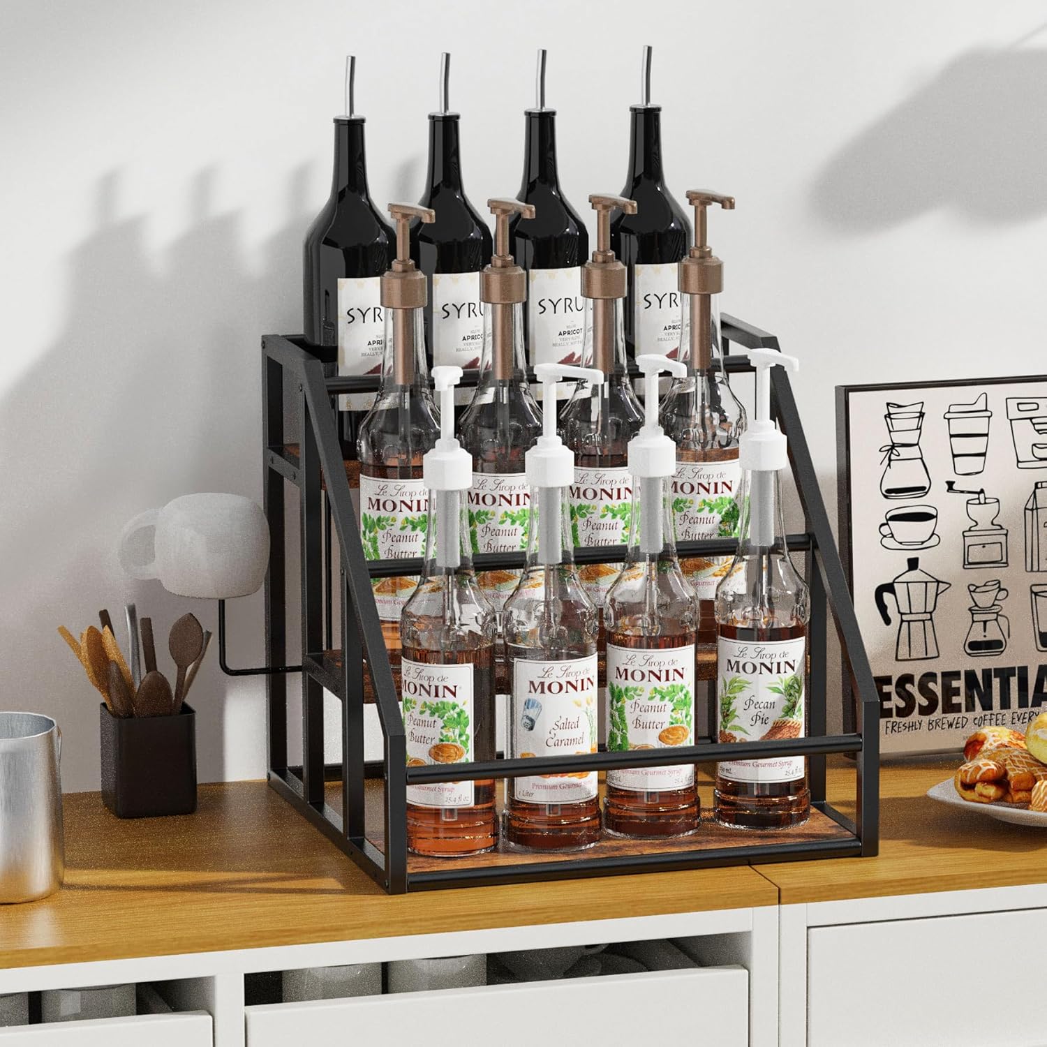 Coffee Syrup Ra Organizer, 2 Tier Counter Stora Shees K Cup