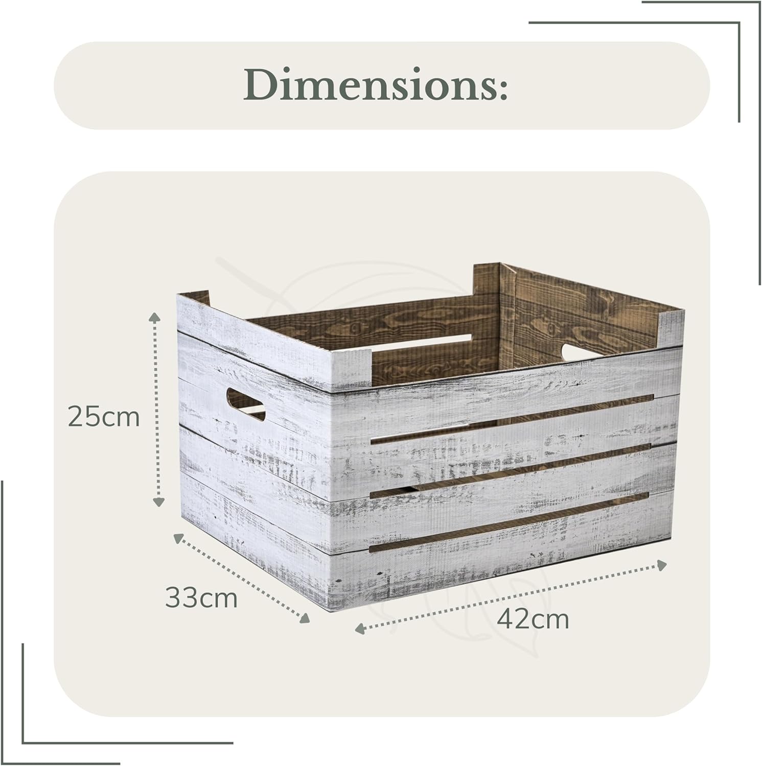 Set of 2 Cardboard Storage Crates with Handles – Decorative Foldable Boxes for Home Office, Living Room, Bedroom, Wardrobe – Flat-Packed – XLarge – 42x33x25cm – White