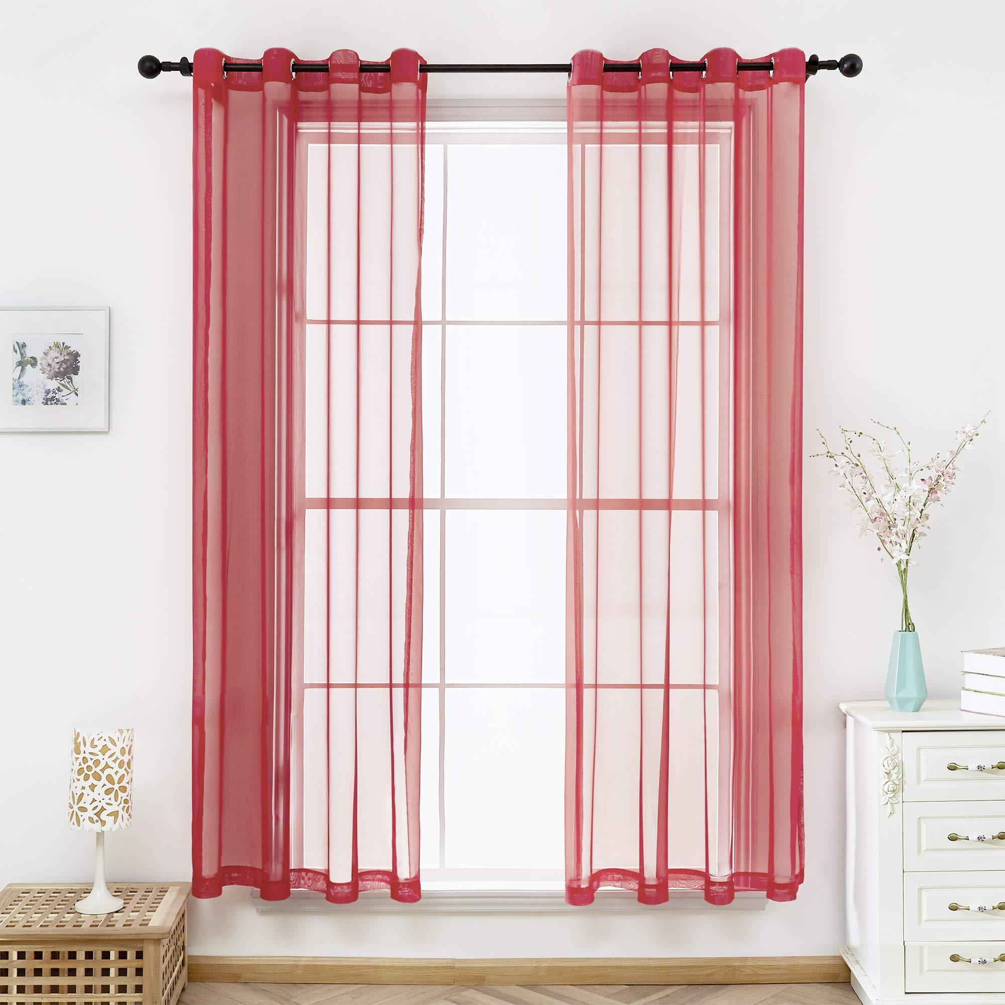 Bermino Red Sheer Curtains Voile Grommet Buy Online In Aruba At Desertcart
