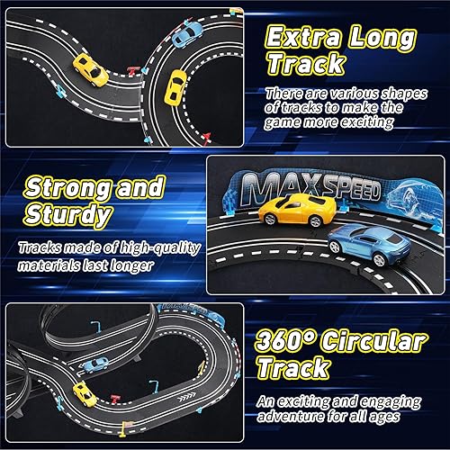 Miniatura 3 de Juego de pista de carreras de autos de tragamonedas, juguetes para niños, juego de carreras de doble 22 pies, pista de carreras de superación, juego