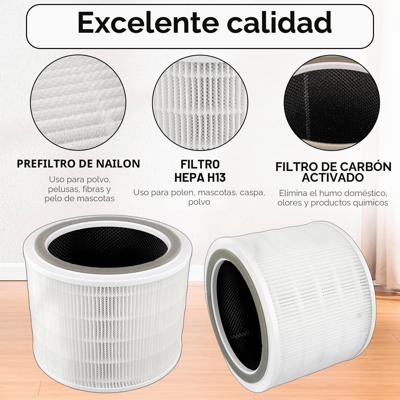 (2 piezas) Core 200S filtros de repuesto compatibles con purificador de aire WiFi inteligente LEVOIT Core 200S, filtro Hepa verdadero Core 200S H13, filtros de carbón activado 3 en 1 HEPA