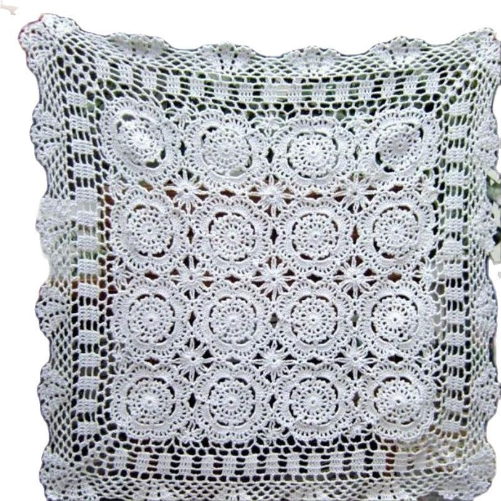 HYFEUOKF Lace Tablecloth Handmade Corchet Table Cloth Mat Cover Crochet Square Many (White,150x150cm)