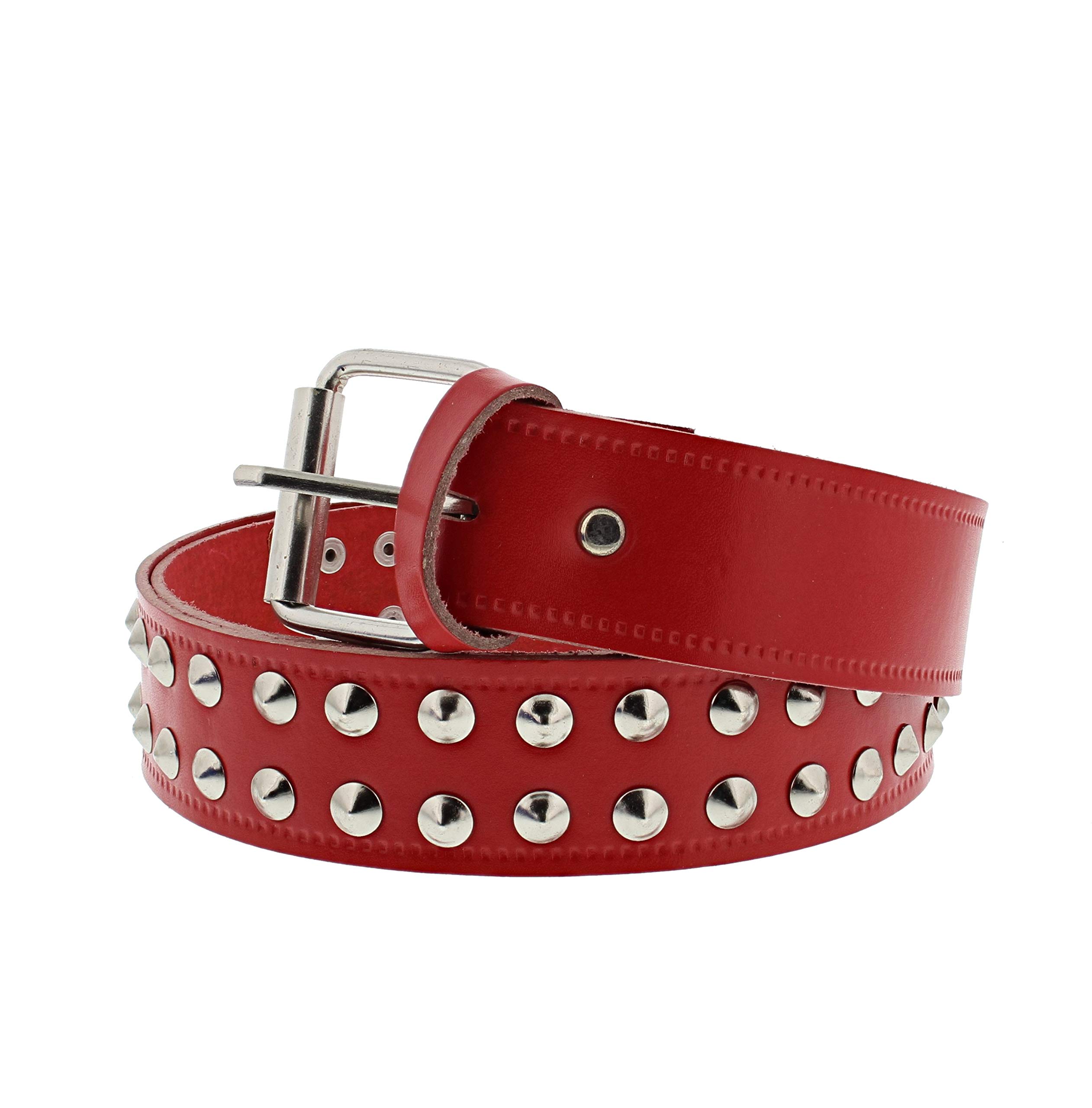 Zac's Alter Ego Two Row Conical Studded Red Leather Belt