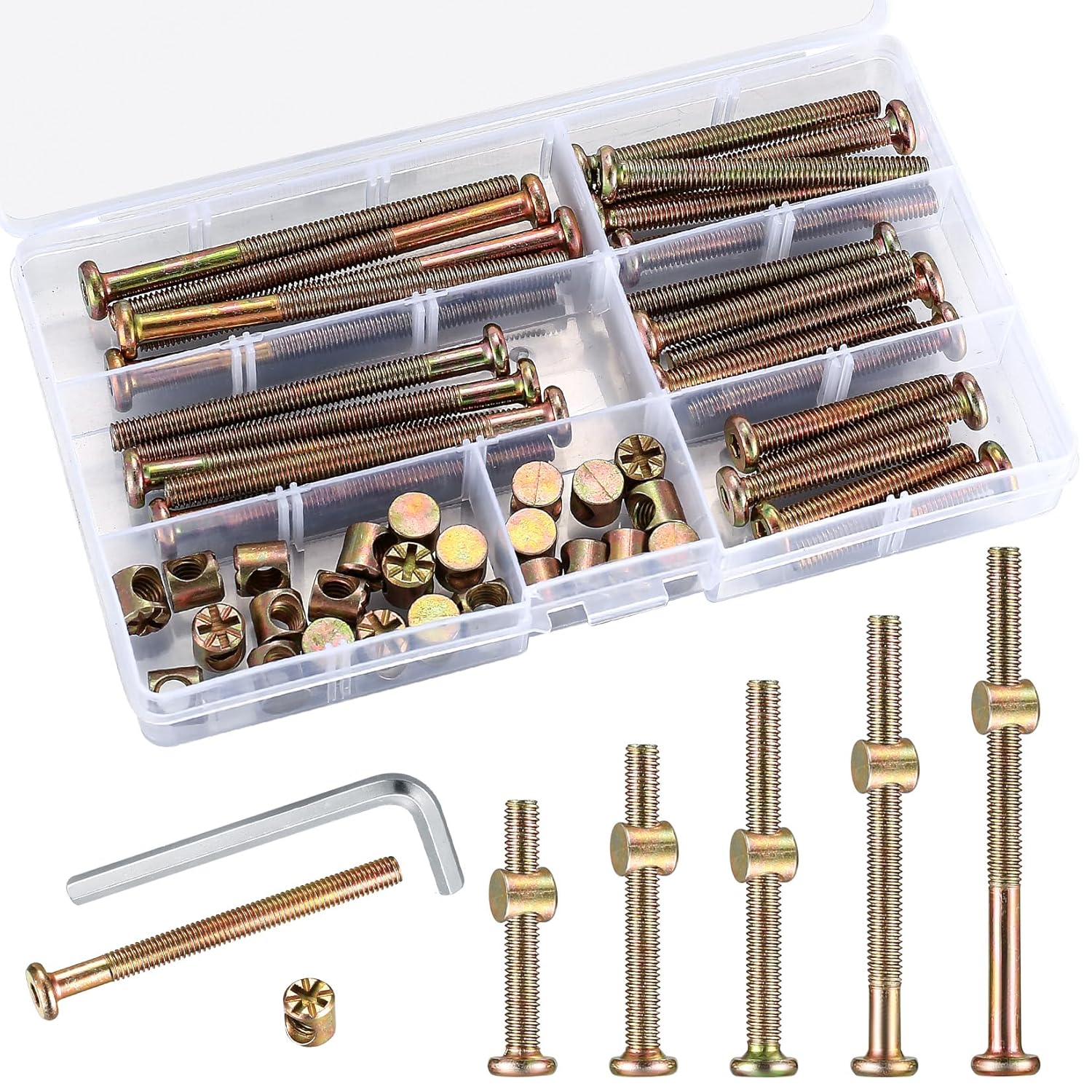 Crib Screws Hardware Replacement Kit, 25 Sets Bed Frame Bolts and