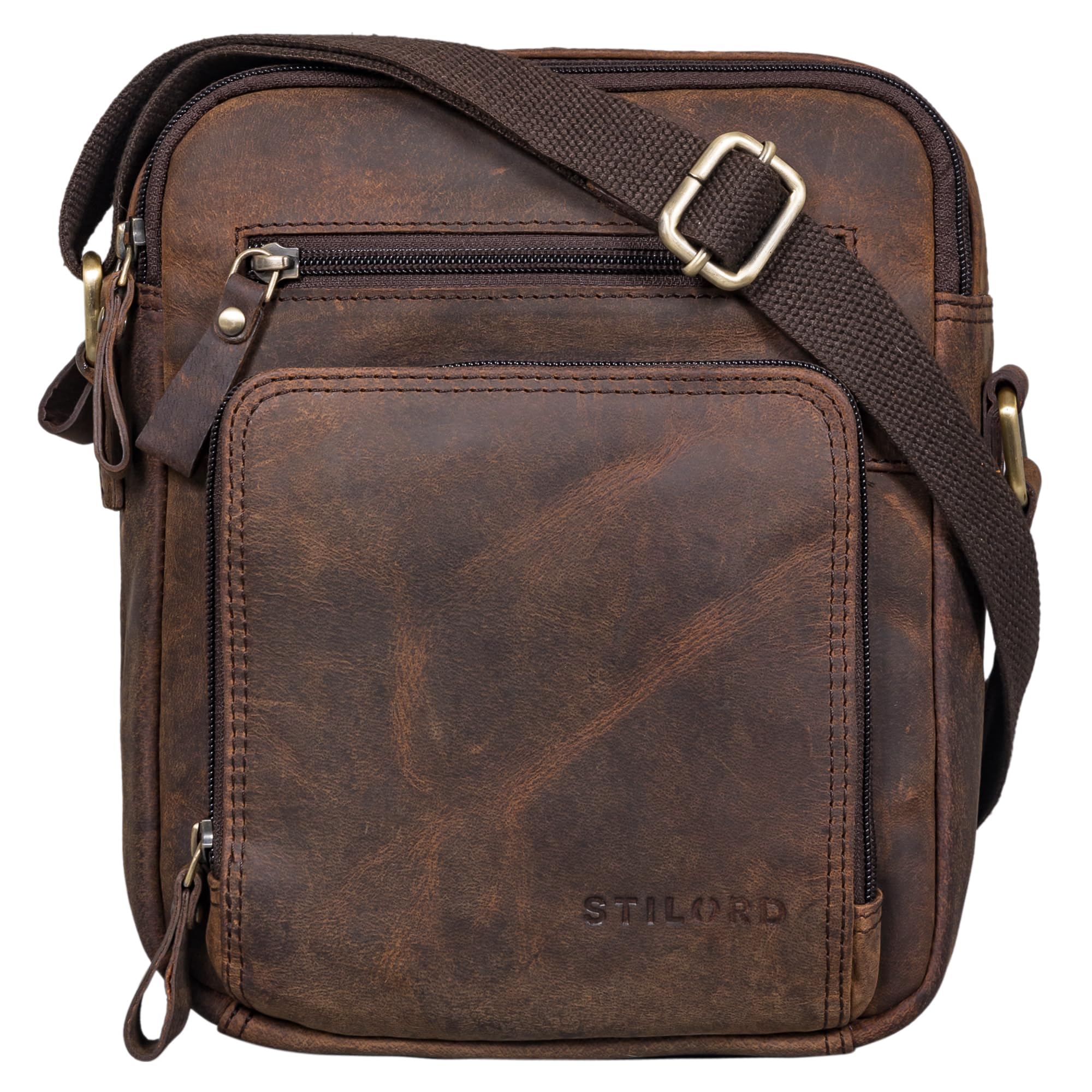 STILORD “Darius” Borsa a Tracolla Piccola Vintage da Uomo in Vera Pelle Borsello Messenger per Tablet 10,1 Pollici Vintage Crossbody Bag Cuoio Autentico Colore:nero