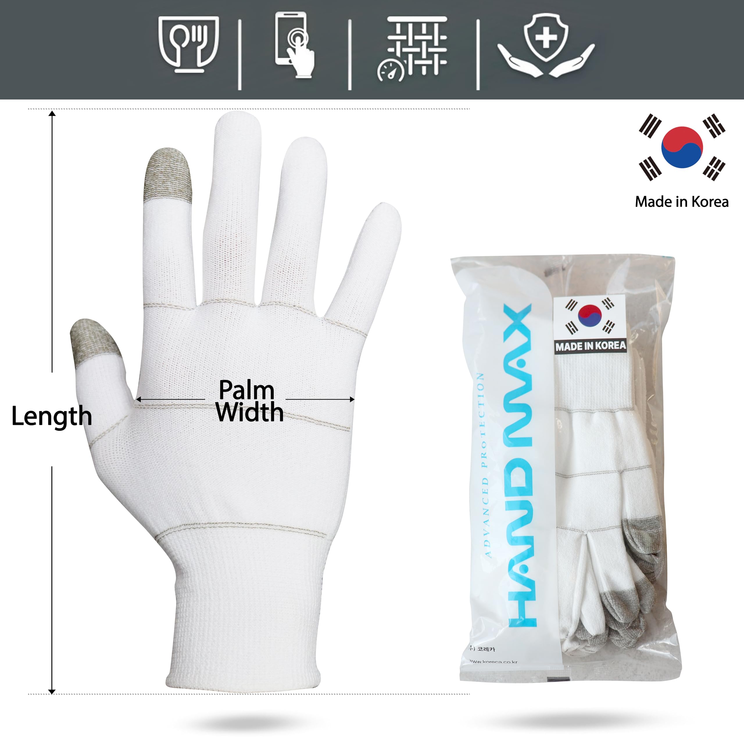 AeroSilver - Guantes para pantalla táctil sin costuras, absorbentes de humedad, antideslizantes, para piel sensible, guantes de nitrilo para barbacoa, absorbentes de sudor, 10/20 unidades, para