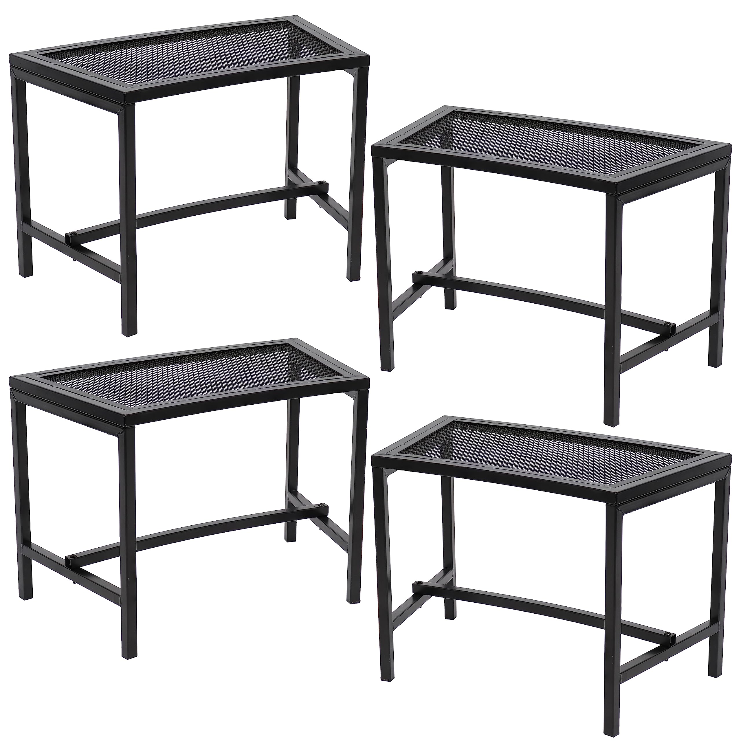 Sunnydaze Outdoor Metal Mesh Curved Fire Pit Bench, Set of 4