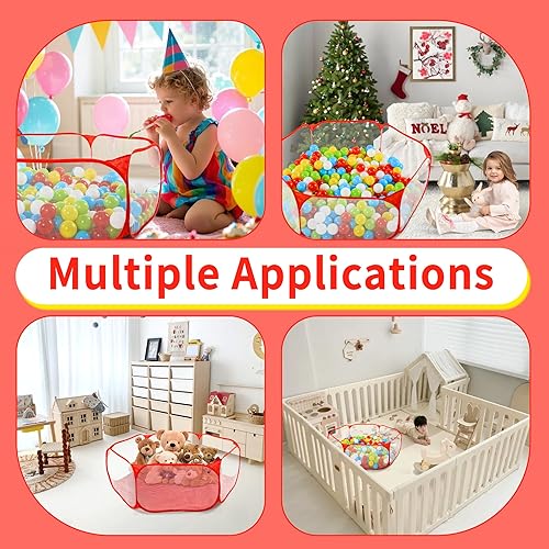 Vista 31 de STARBOLO Tienda de campaña para niños con pelotas, plegable para niños pequeños, piscina de pelotas, valla de gateo para interiores y exteriores