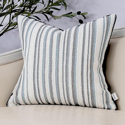 Funda de cojín negra estilo bohemio de granja tejida con textura, funda de cojín moderna neutral copetuda para sofá, dormitorio, sala de estar,