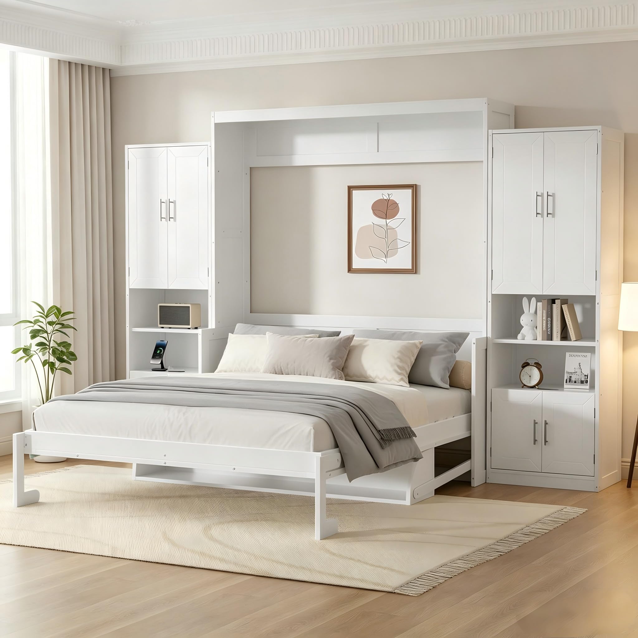 PVWIIK Queen Size Murphy Bed with Desk