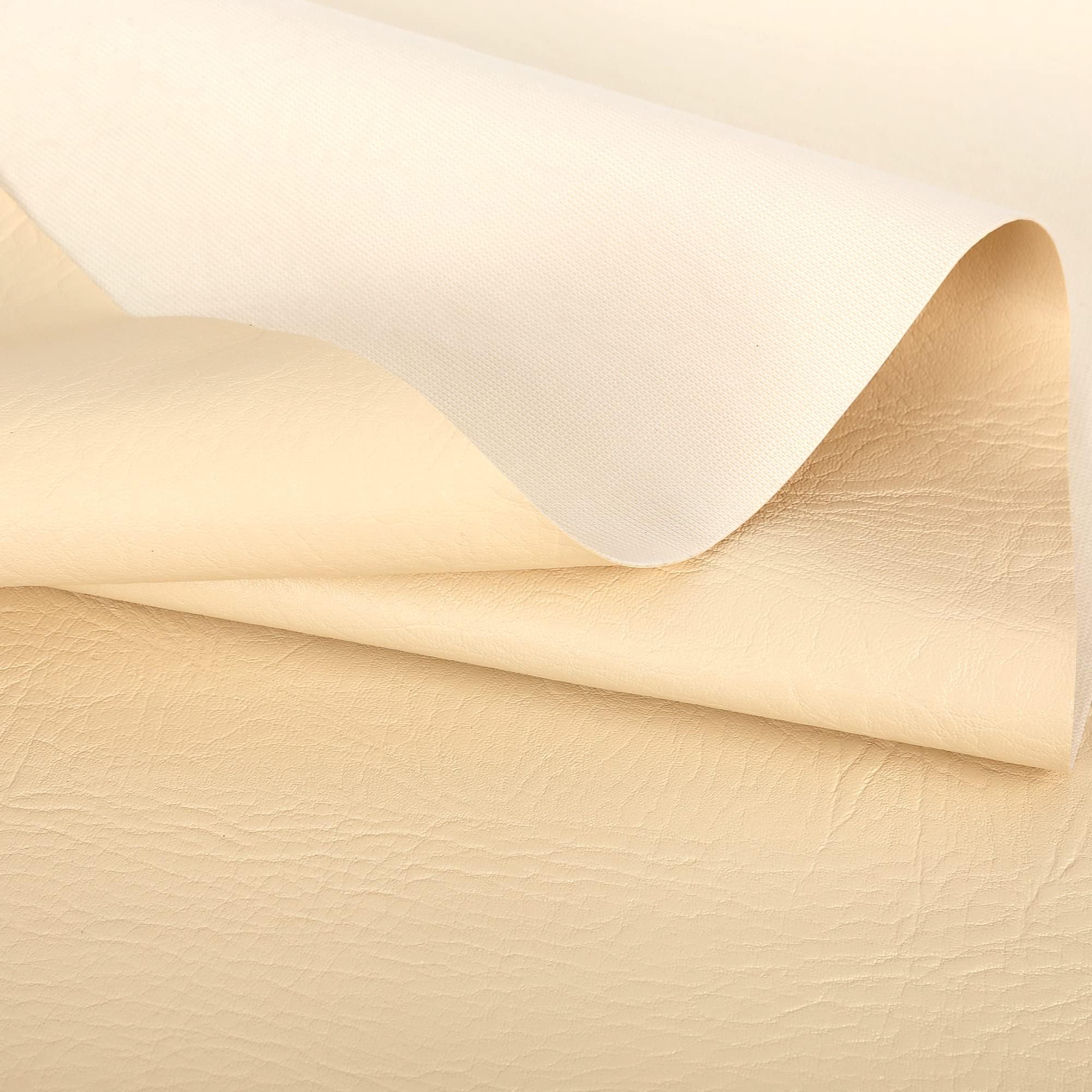 Faux Leather Leatherette Vinyl Leather Cloth Upholstery Fabric Material.Width140 (Cream, Sample 10x10cm)