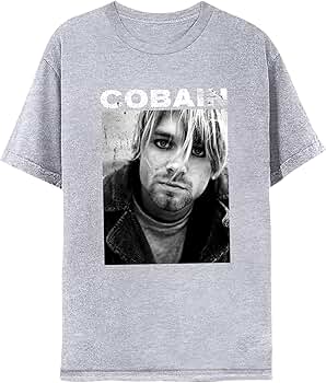 Nirvana Tshirt Kurt Cobain Photo Adult Sport Gray Short Sleeve T