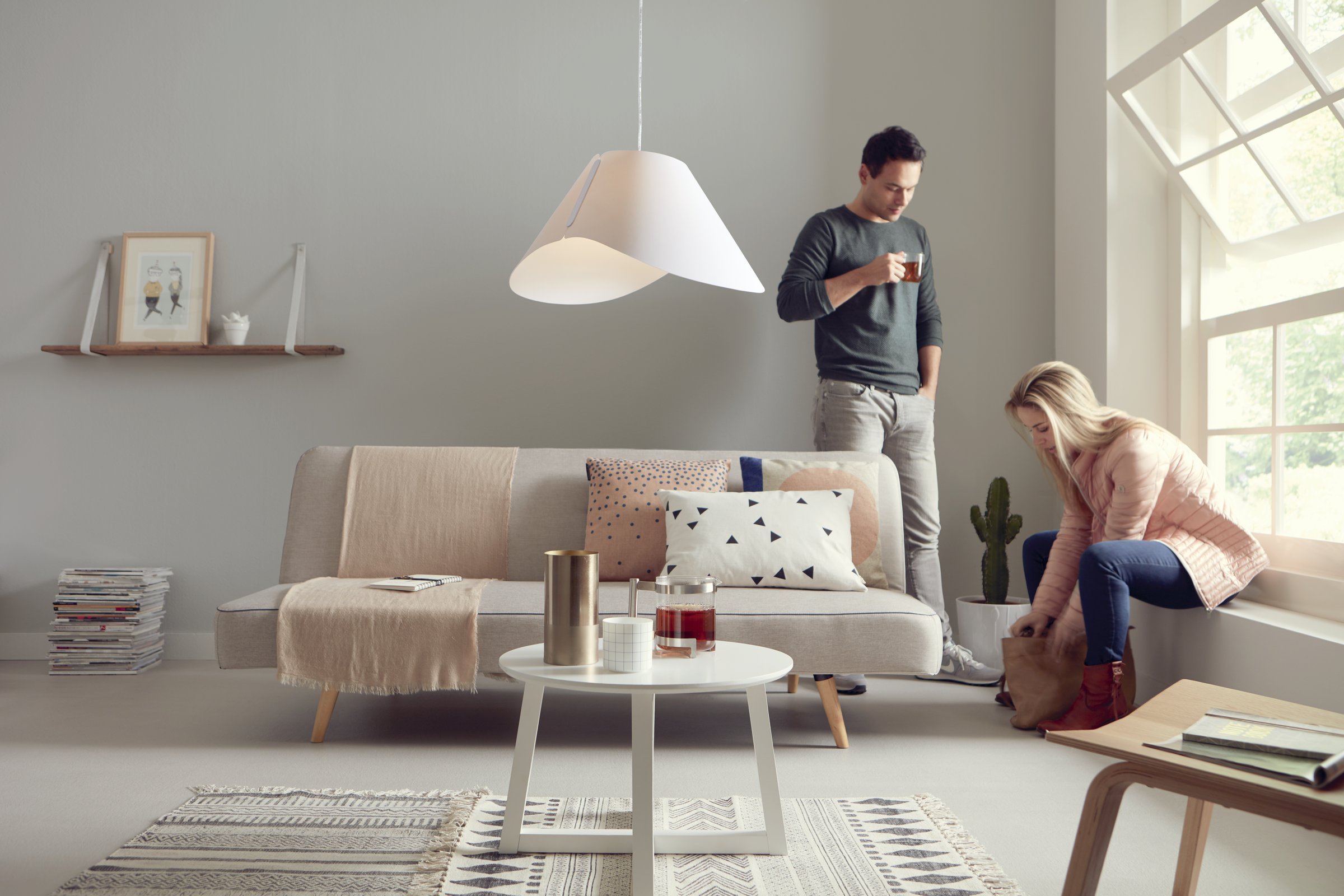Philips Lighting Consumer Lampada A Sospensione Ecru 60w Attacco E27 Tessuto Bianco, 4095031PN