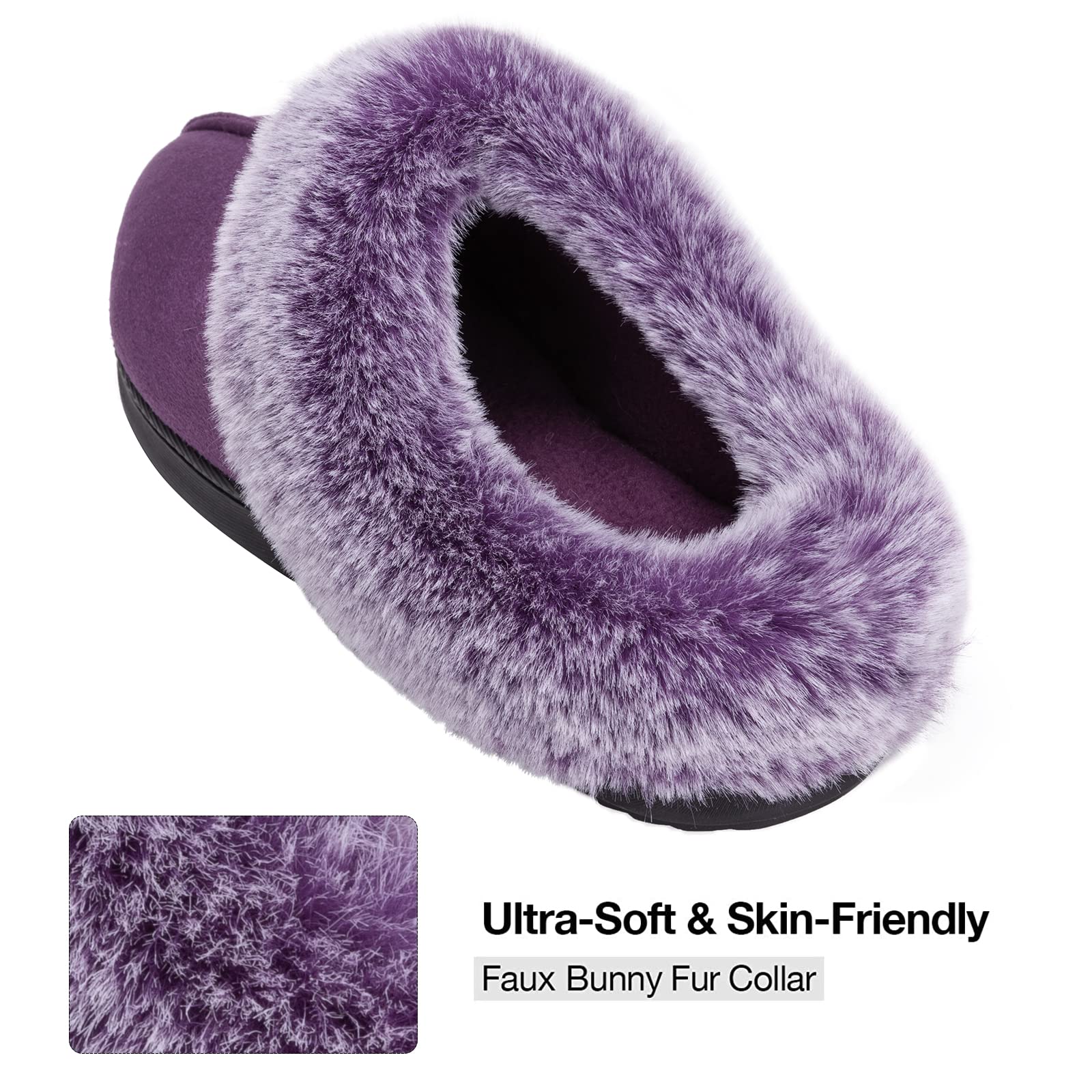 Women's Classic Microsuede Memory Foam Slippers Durable Rubber Sole