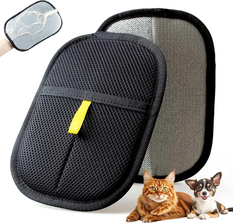 Paquete de 2 guantes para eliminar el vello de las mascotas, removedor de pelo electrostático de 5 dedos, herramienta de cepillo de pelusa magnética reutilizable para perros y gatos, barredora de limpieza profunda para sofá, alfombra y asiento de auto