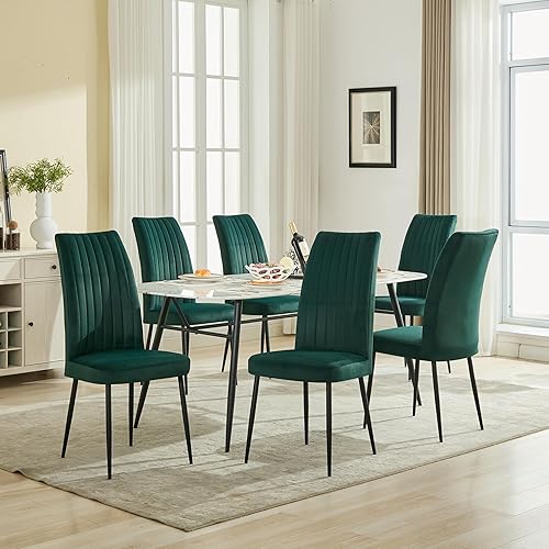 Miniatura 6 de Set of 2 Adjustable Foot Stud Dining Chairs with Green Velvet Upholstery, Minimalist Design for Kitchen Restaurant Table & Chair Sets Desk Chair