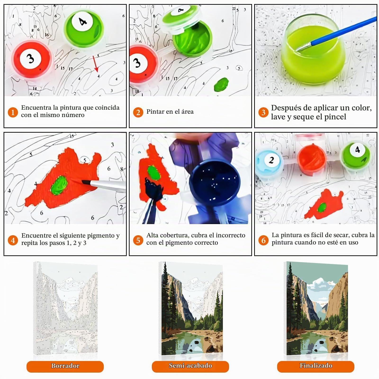 6 Piezas Set de Pintar por Números para Adultos Principiantes Parque Nacional Lienzo Pintar por Números Sin Marco Paisaje del Parque Nacional Pintura Oil por Núm