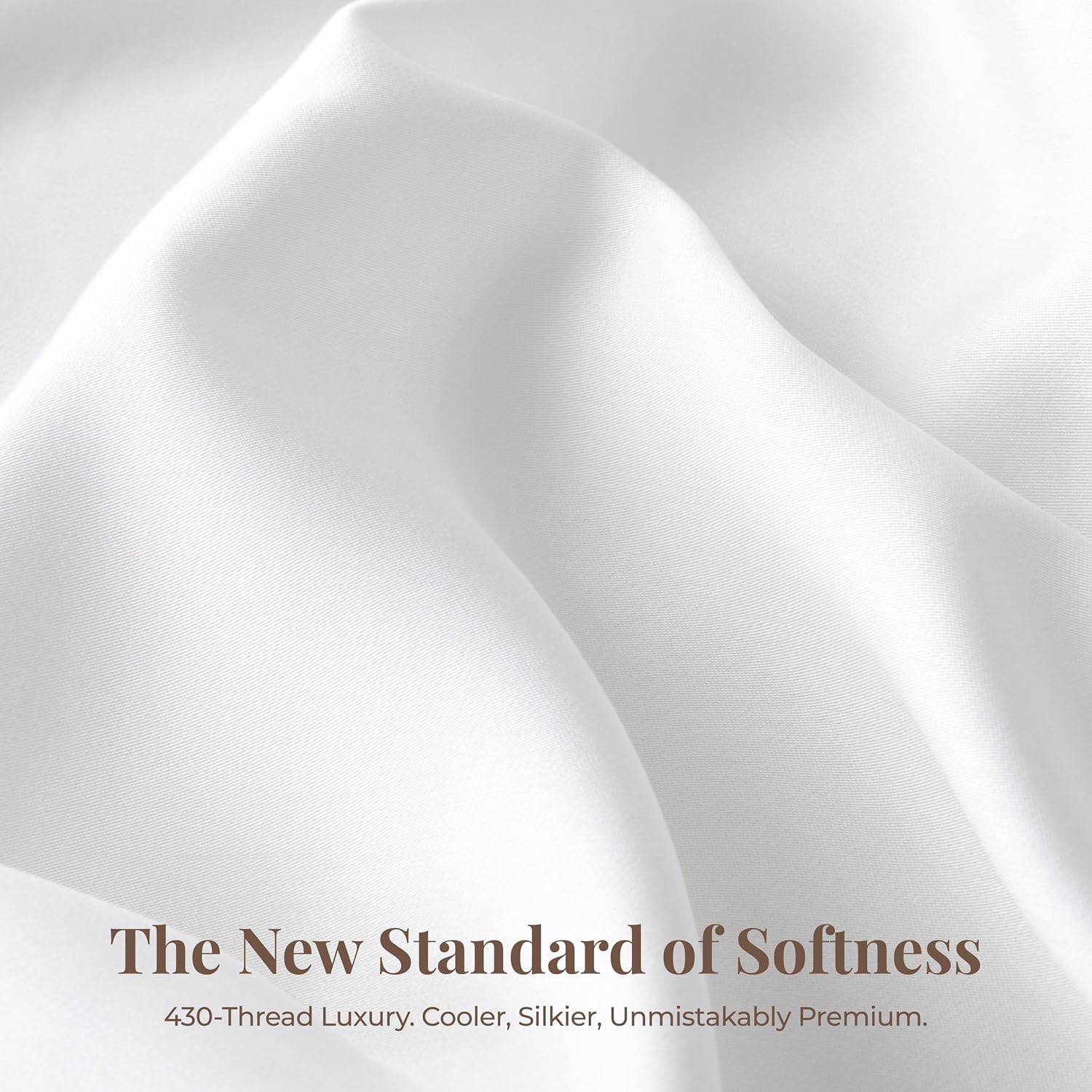 GOKOTTA Bed Sheets Queen Size - FSC & Oeko-TEX Certified - 100% Rayon Derived from Bamboo - 430 Thread Count 16'' Deep Pocket with Elastic Corner Straps - Pure White