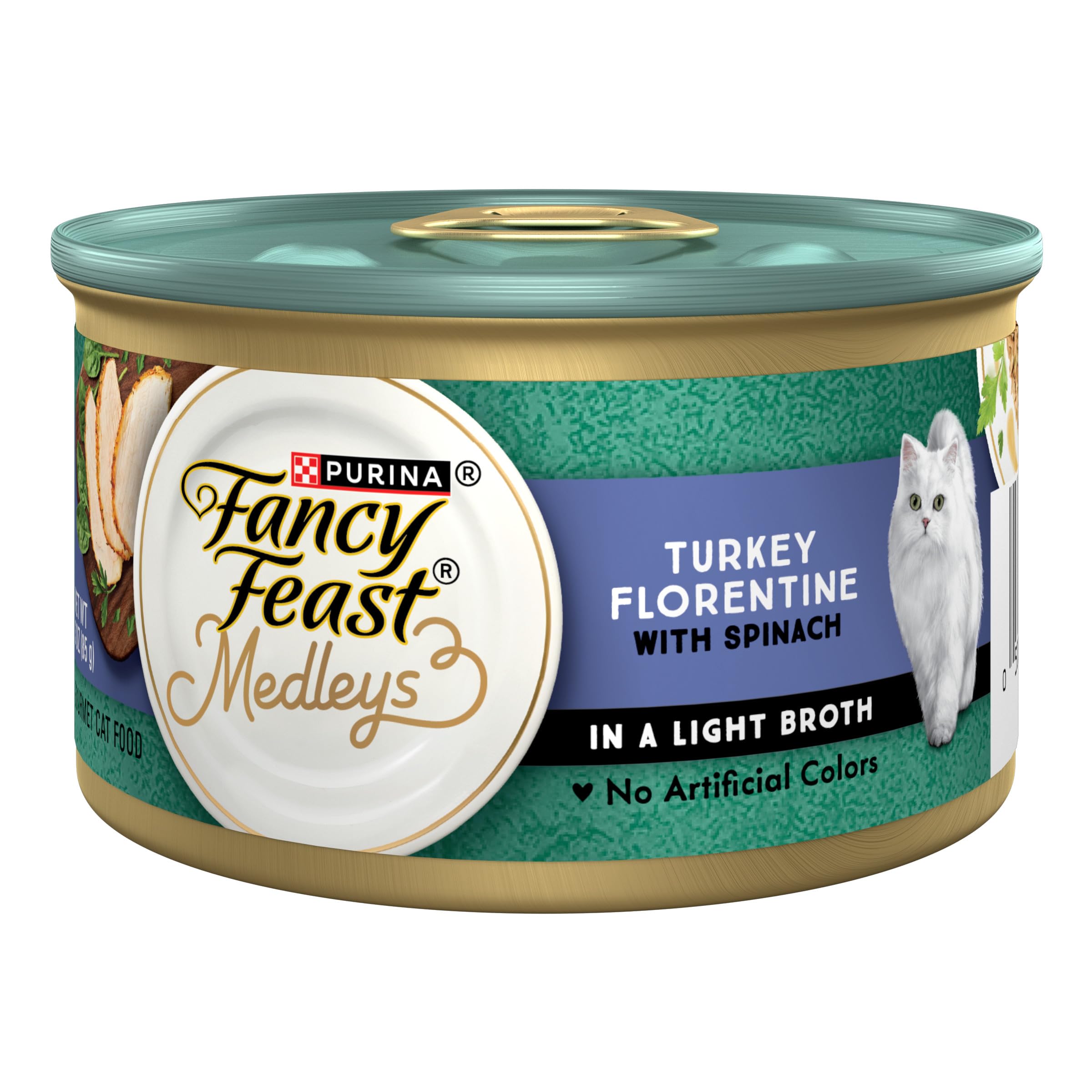 Purina Fancy Feast Wet Cat Food Medleys Turkey Florentine With Spinach in a Light Cat Food Broth - (Pack of 24) 3 oz. Cans