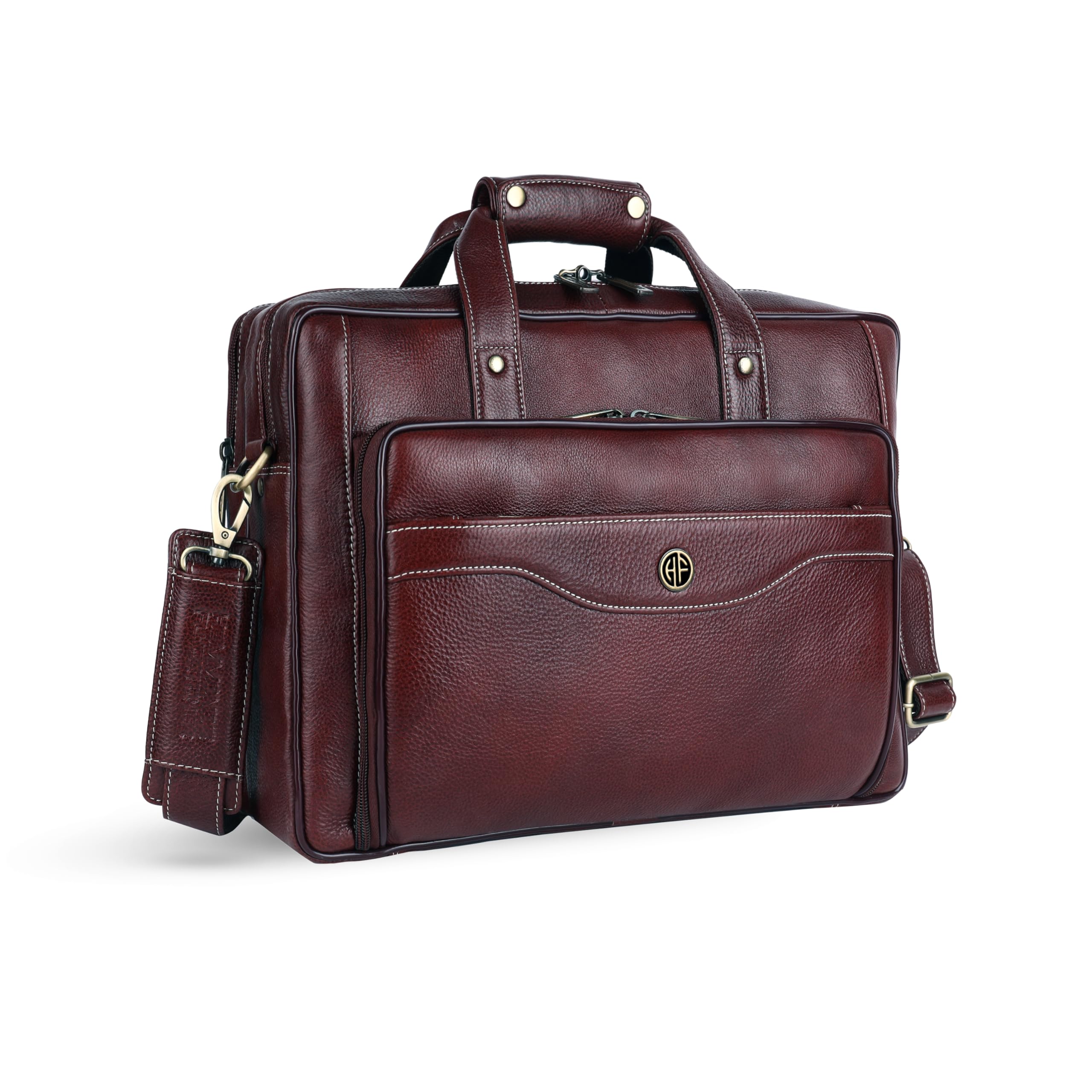 HAMMONDS FLYCATCHER Genuine Leather Office Bag for Man with Trolley Strap - Laptop Bag for Men with 15.6 Inch Laptop Compartment - Adjustable Strap - 1 Year Warranty
