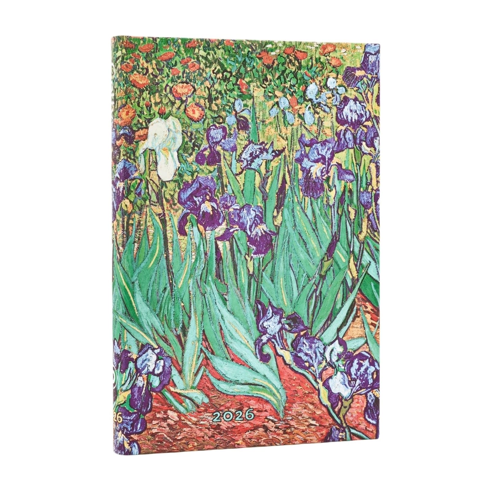 2026 Van Gogh's Irises Mini 12-month Verso Hardcover Flexi Dayplanner 2026 (Elastic Band Closure)