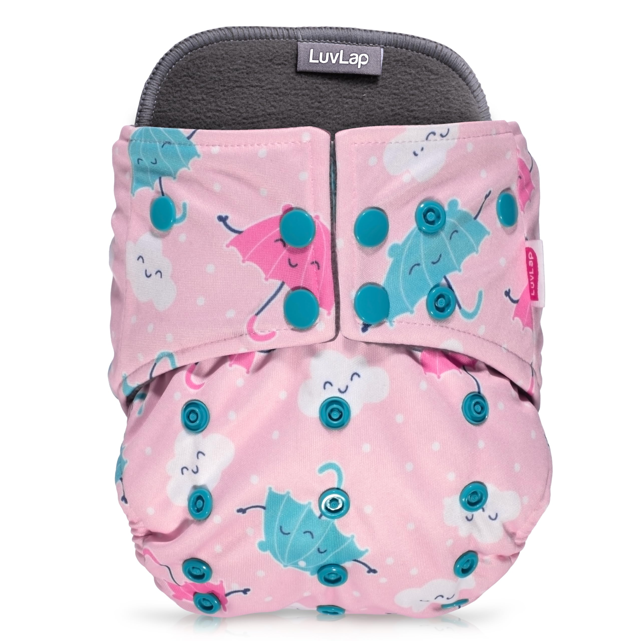 LuvLap Reusable Baby Cloth Diaper, Double Leak Guard, High Absorption, Quick dry, Stain-Proof Comfort & Protection, 3m+, adjustable waist & height with snap buttons, Absorbent insert, Pink Umbrella-image-36