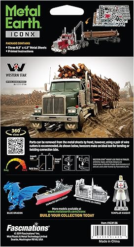 Miniatura 2 de Metal Earth Fascinations Premium Series Western Star 4900SB - Kit de modelo de metal 3D para camión y remolque con pinzas