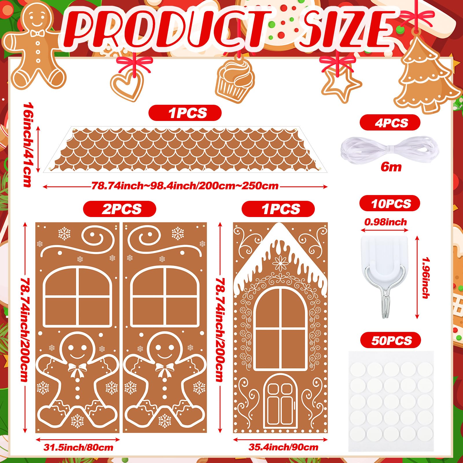 Snapklik.com : SmoothNovelty 4 Pcs Christmas Gingerbread House Door ...