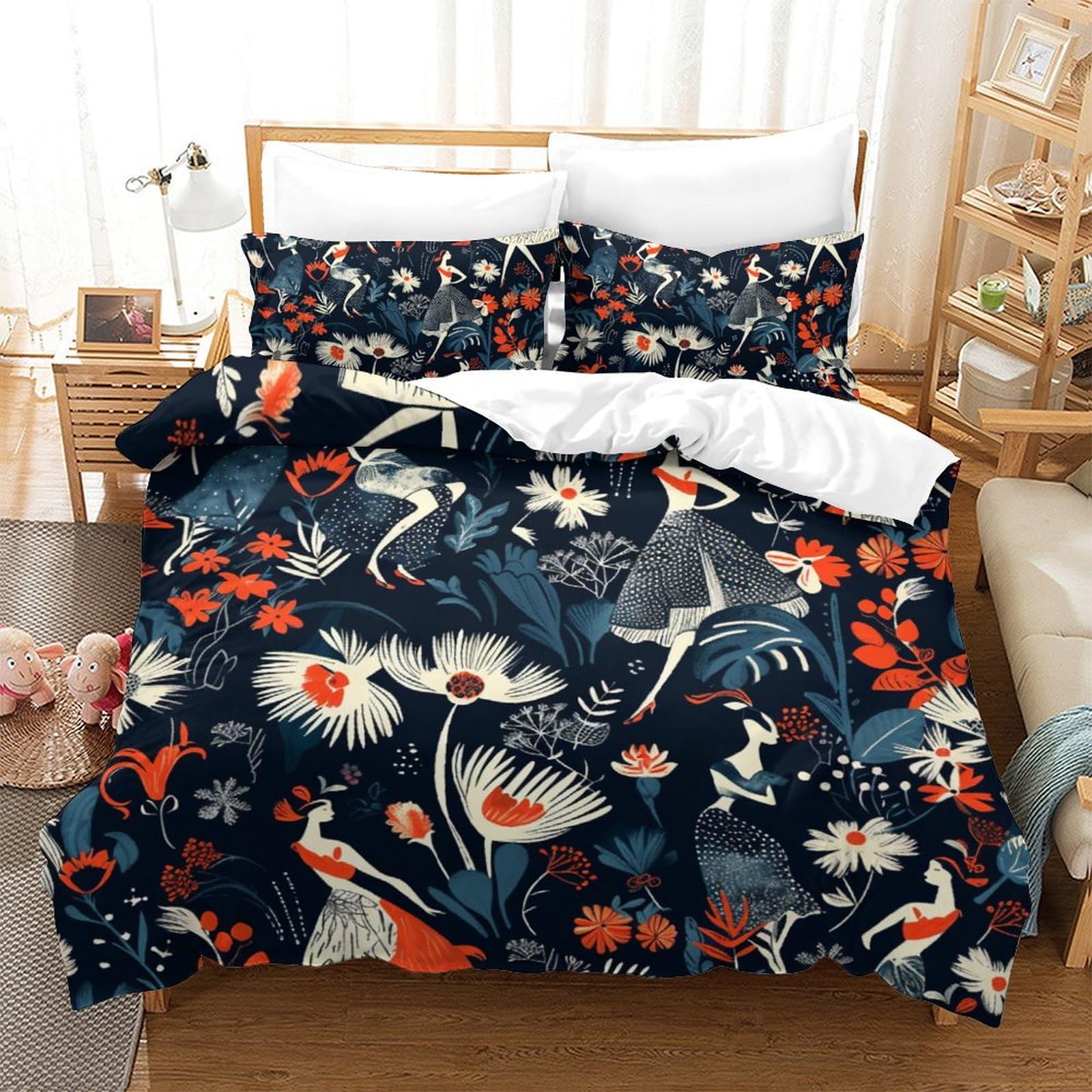 Housse de couette 3D florale en microfibre douce pour le confort de la chambre familiale