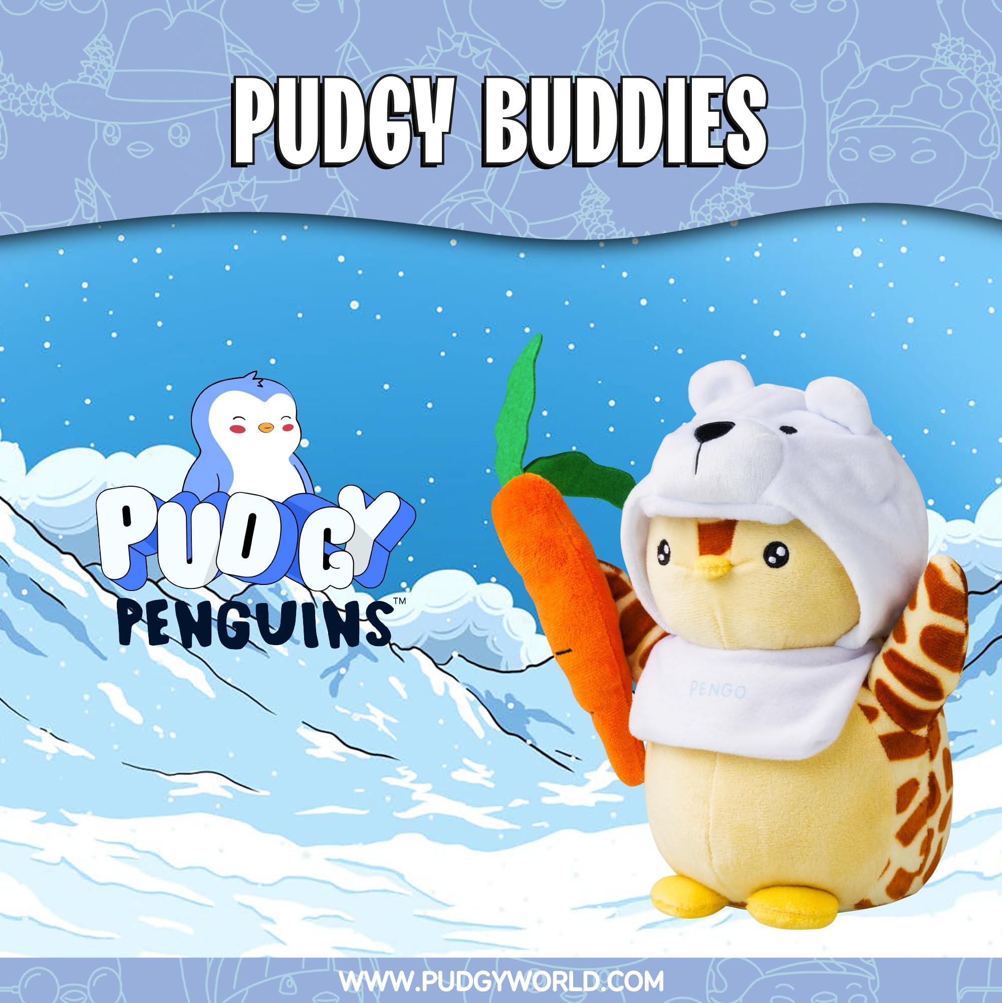 BANDAI Pudgy Penguin Plush Buddy with Carrot Toy, 20 cm - Image 2
