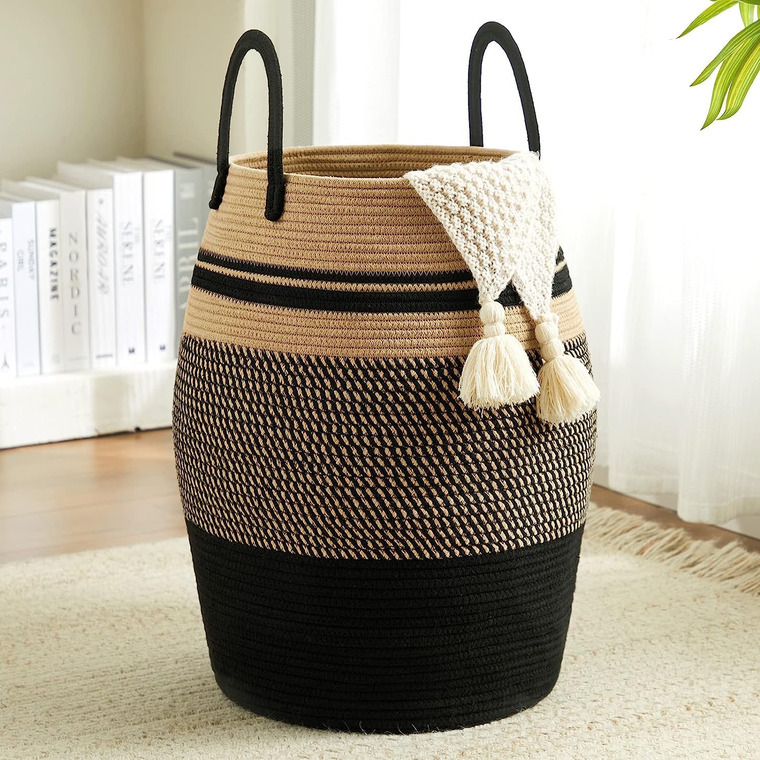 THE FIRST HOME DECOR Laundry Basket, Cotton Rope storage basket, Woven Decorative Storage with Handles, for cloths, blankets, pillow, dirty cloth, you can use it however you want - (CODE GR5) (B0CSGY4BXL) Amazon Price History, Amazon Price Tracker