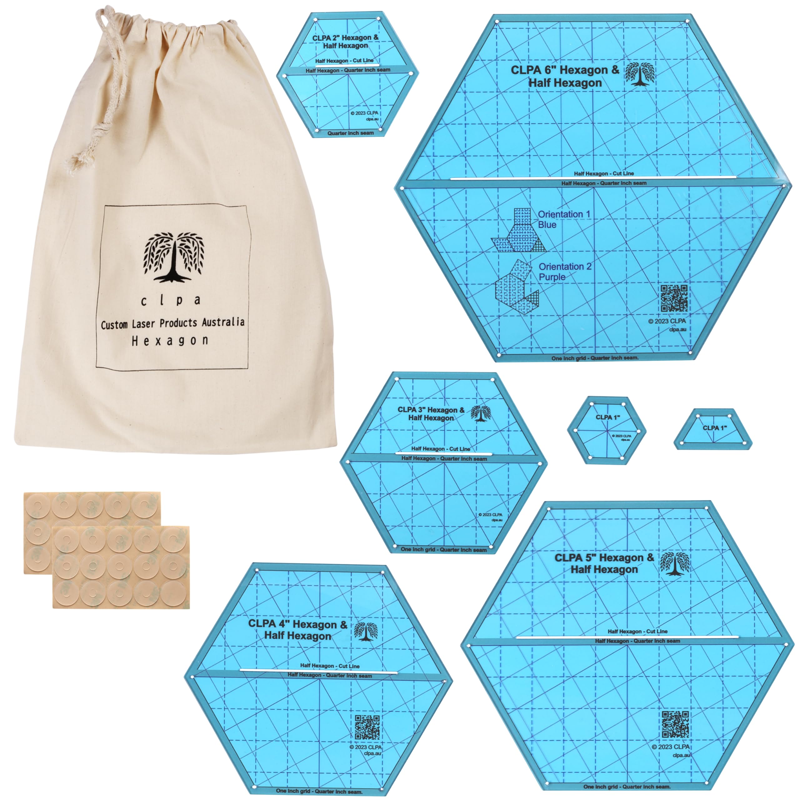 Gabarit de quilting hexagonal en acrylique transparent PETG pour une découpe au cutter rotatif