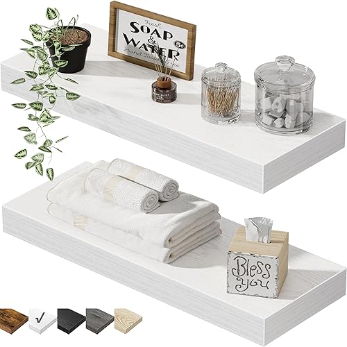 QEEIG Bathroom Floating Shelves for Wall - 15.7" Wall Mounted