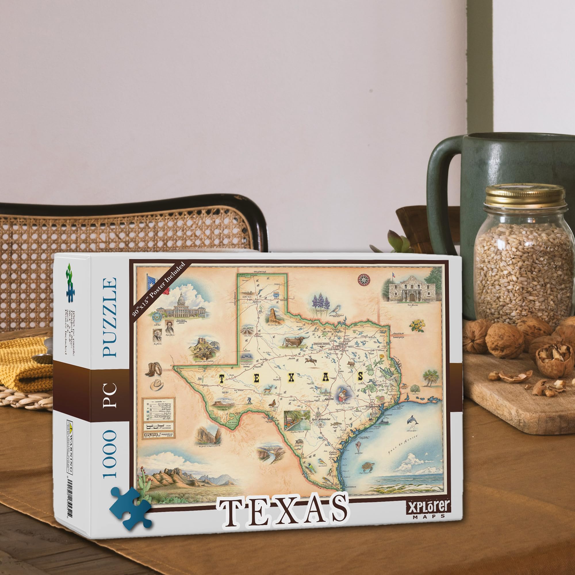 Amazon.com: Texas State Map Cardboard Jigsaw Puzzle - 1000 Pieces