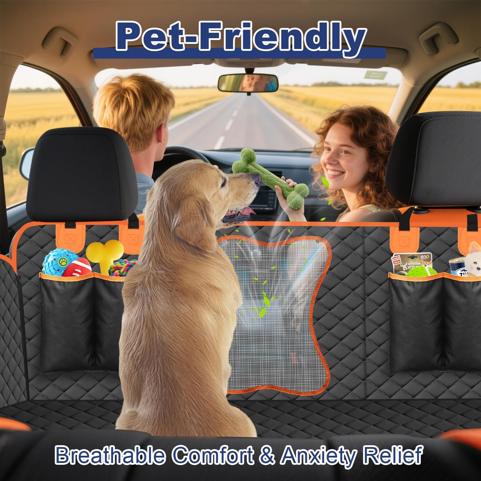 Funda de Coche Perros para Mercedes Benz C Class W/C205 Coupe 2015-2018 | Tejido Oxford 600D Antiarñazos: Material acolchado ultrarresistente que protege los asientos de garras, roturas y suciedad